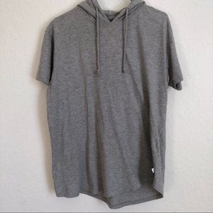 gray short sleeve hoodie